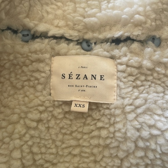 RARE Sezane blue corduroy Will jacket in vintage blue with removable sherpa - Picture 8 of 14